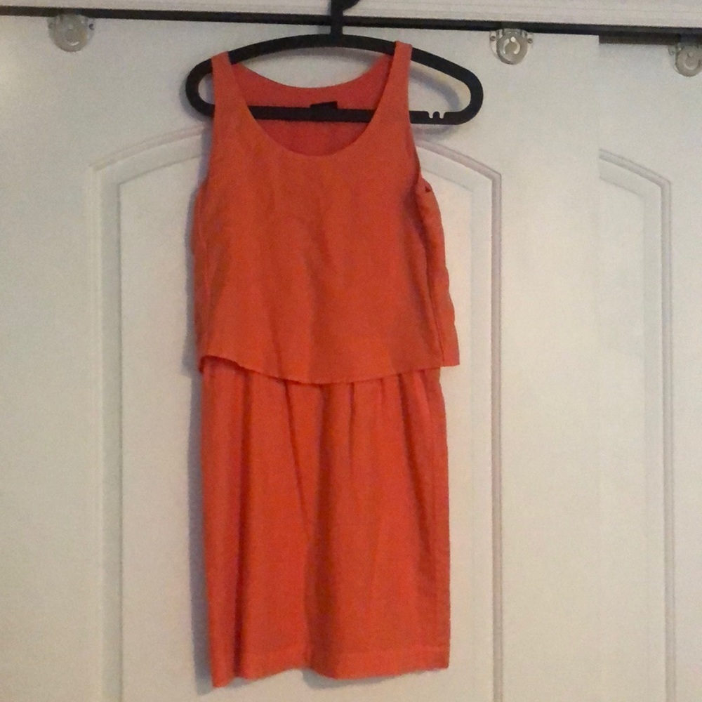 Theory sleeveless tiered coral dress